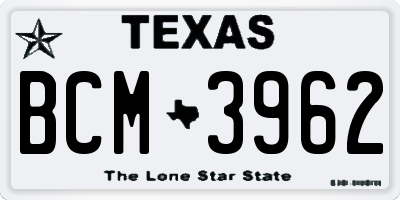 TX license plate BCM3962