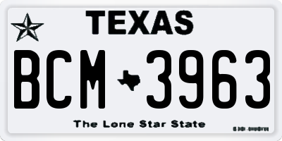 TX license plate BCM3963