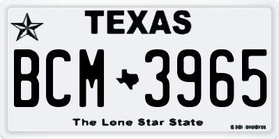 TX license plate BCM3965