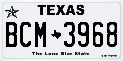 TX license plate BCM3968
