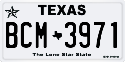 TX license plate BCM3971