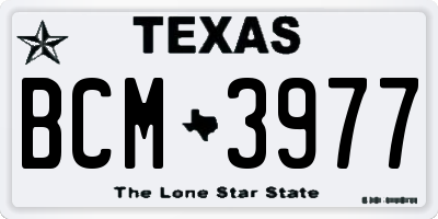 TX license plate BCM3977