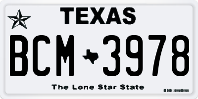 TX license plate BCM3978
