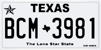 TX license plate BCM3981