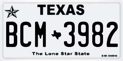 TX license plate BCM3982