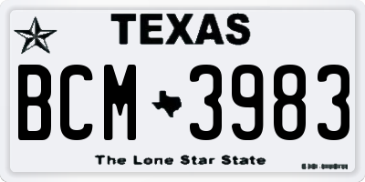 TX license plate BCM3983