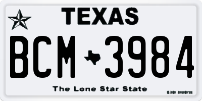 TX license plate BCM3984