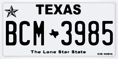 TX license plate BCM3985