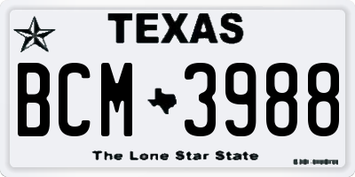 TX license plate BCM3988