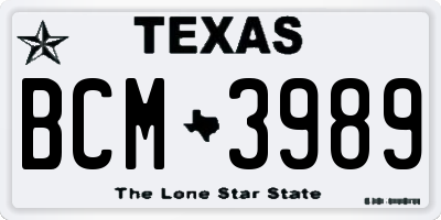 TX license plate BCM3989