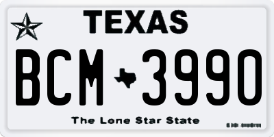 TX license plate BCM3990