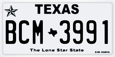 TX license plate BCM3991