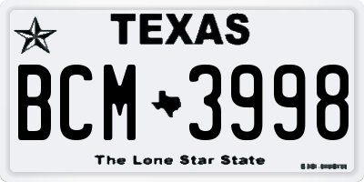 TX license plate BCM3998