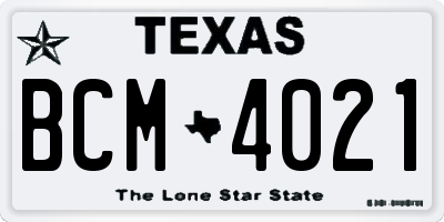 TX license plate BCM4021