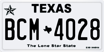 TX license plate BCM4028