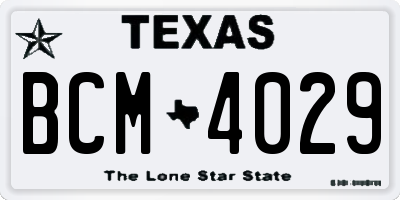 TX license plate BCM4029