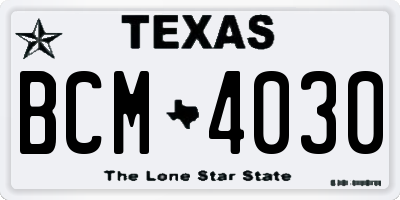 TX license plate BCM4030