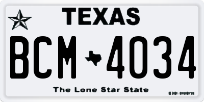 TX license plate BCM4034