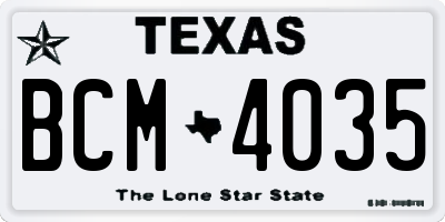 TX license plate BCM4035