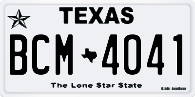 TX license plate BCM4041