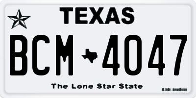 TX license plate BCM4047