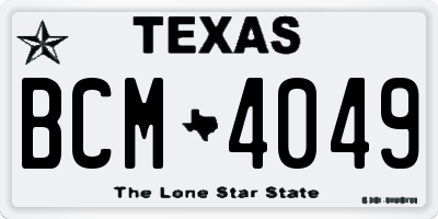TX license plate BCM4049