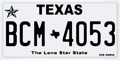 TX license plate BCM4053