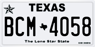 TX license plate BCM4058