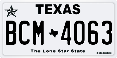 TX license plate BCM4063