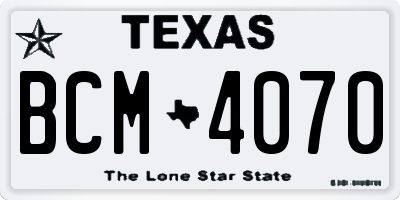 TX license plate BCM4070
