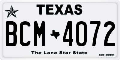 TX license plate BCM4072