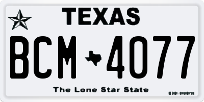 TX license plate BCM4077