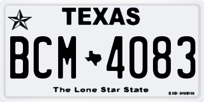 TX license plate BCM4083