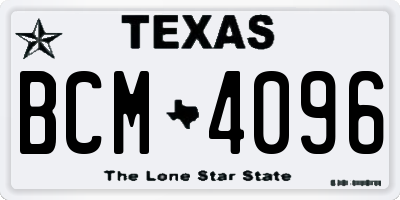 TX license plate BCM4096