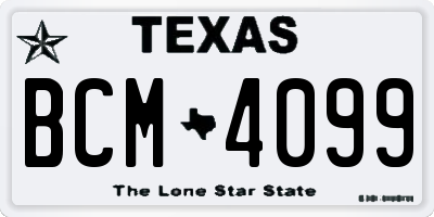 TX license plate BCM4099