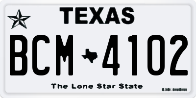TX license plate BCM4102