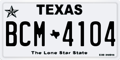 TX license plate BCM4104