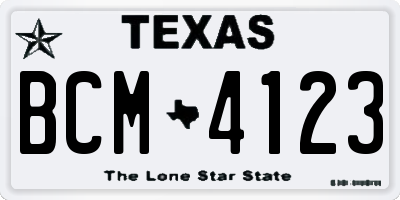 TX license plate BCM4123