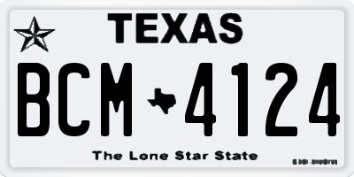 TX license plate BCM4124
