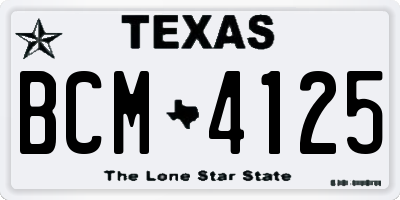 TX license plate BCM4125