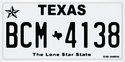 TX license plate BCM4138
