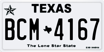 TX license plate BCM4167