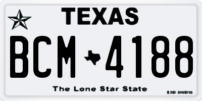 TX license plate BCM4188