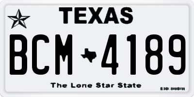 TX license plate BCM4189