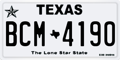 TX license plate BCM4190