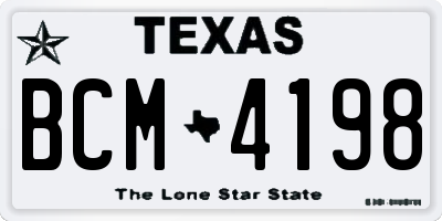 TX license plate BCM4198