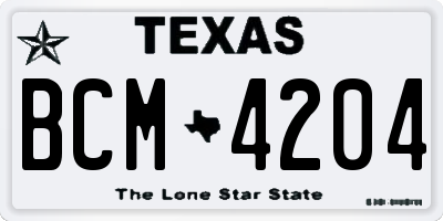 TX license plate BCM4204