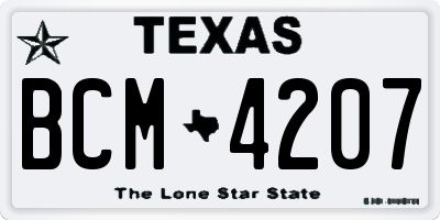 TX license plate BCM4207