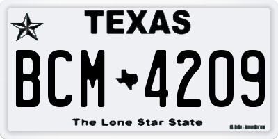 TX license plate BCM4209