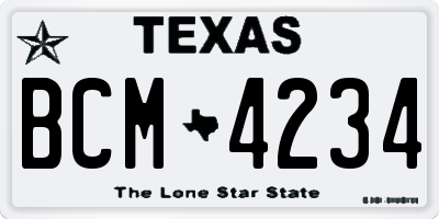TX license plate BCM4234